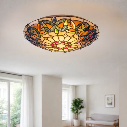 Brilagi - Tiffany vitrāžas griestu lampa LUISA 2xE27/60W/230V Ø 40 cm