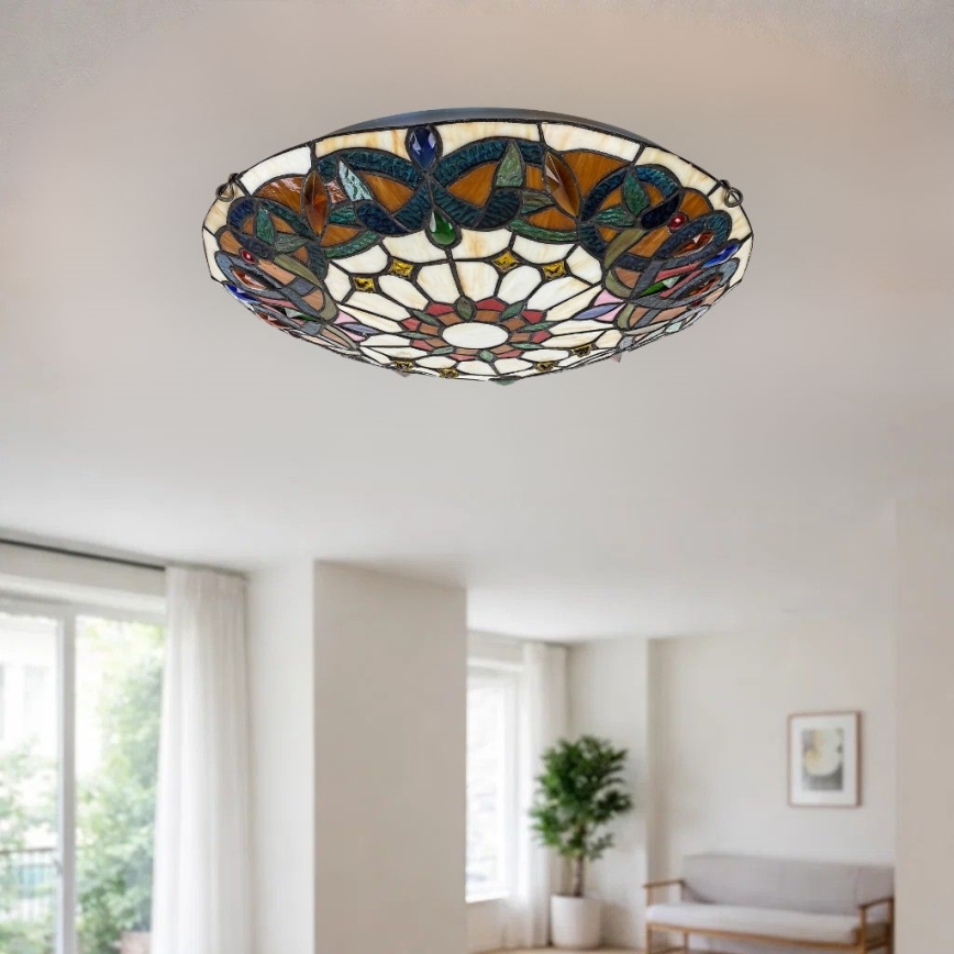 Brilagi - Tiffany vitrāžas griestu lampa LUISA 2xE27/60W/230V Ø 40 cm