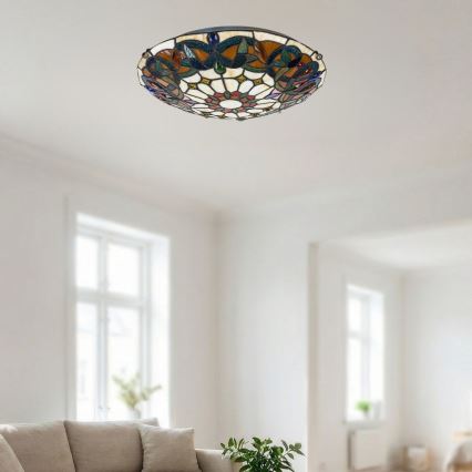 Brilagi - Tiffany vitrāžas griestu lampa LUISA 2xE27/60W/230V Ø 40 cm
