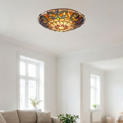 Brilagi - Tiffany vitrāžas griestu lampa LUISA 2xE27/60W/230V Ø 40 cm