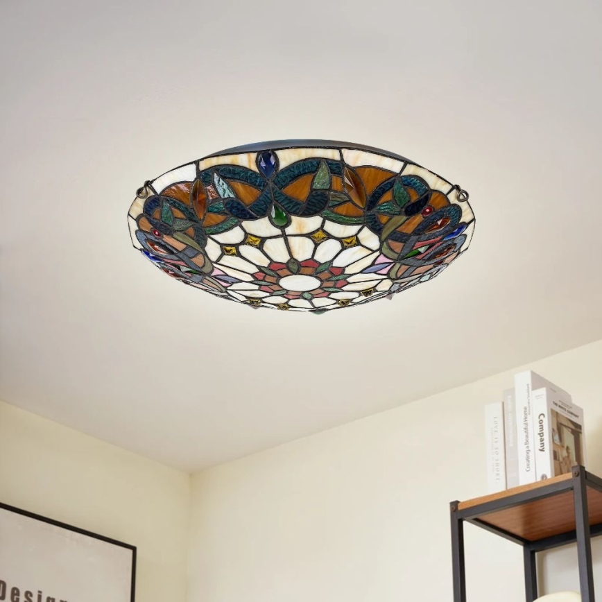 Brilagi - Tiffany vitrāžas griestu lampa LUISA 2xE27/60W/230V Ø 40 cm