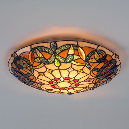 Brilagi - Tiffany vitrāžas griestu lampa LUISA 2xE27/60W/230V Ø 40 cm