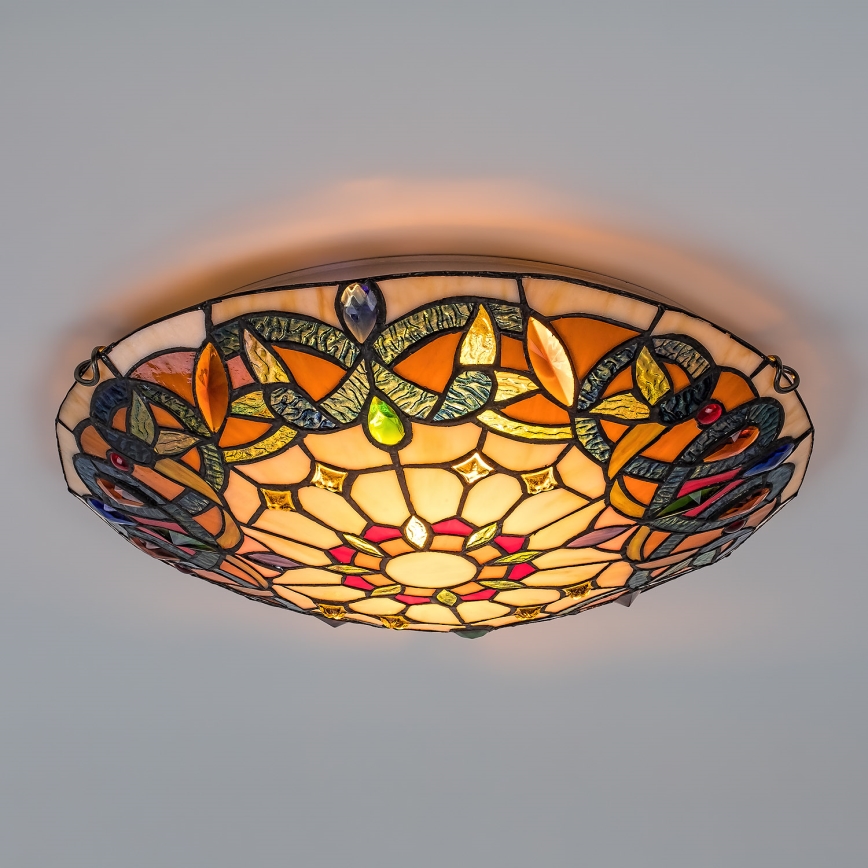 Brilagi - Tiffany vitrāžas griestu lampa LUISA 2xE27/60W/230V Ø 40 cm
