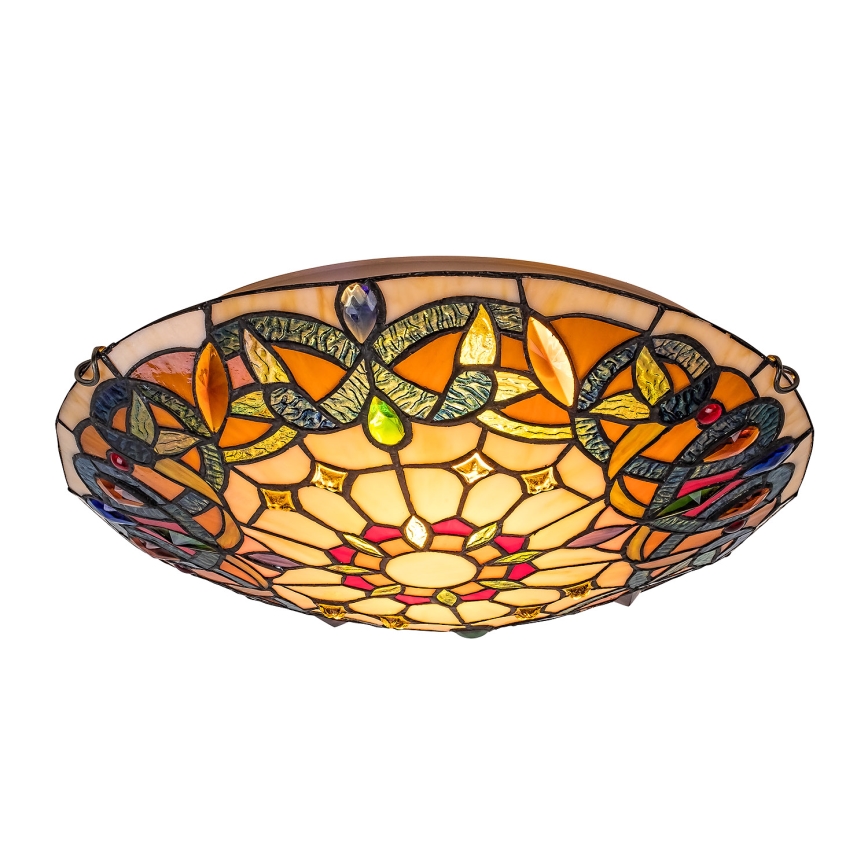 Brilagi - Tiffany vitrāžas griestu lampa LUISA 2xE27/60W/230V Ø 40 cm