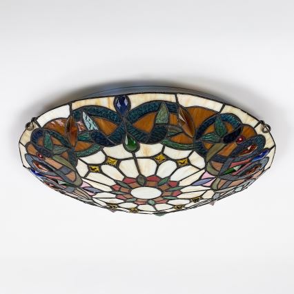Brilagi - Tiffany vitrāžas griestu lampa LUISA 2xE27/60W/230V Ø 40 cm