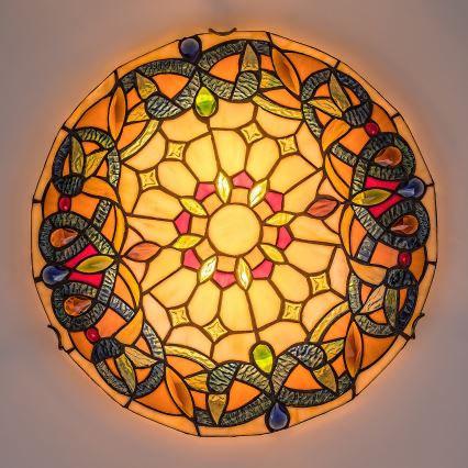Brilagi - Tiffany vitrāžas griestu lampa LUISA 2xE27/60W/230V Ø 40 cm