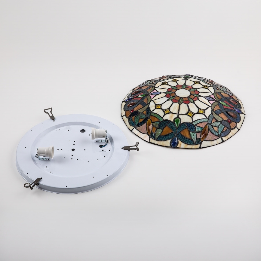 Brilagi - Tiffany vitrāžas griestu lampa LUISA 2xE27/60W/230V Ø 40 cm
