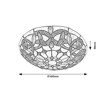 Brilagi - Tiffany vitrāžas griestu lampa LUISA 2xE27/60W/230V Ø 40 cm