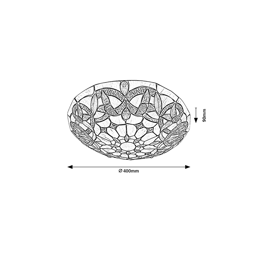 Brilagi - Tiffany vitrāžas griestu lampa LUISA 2xE27/60W/230V Ø 40 cm
