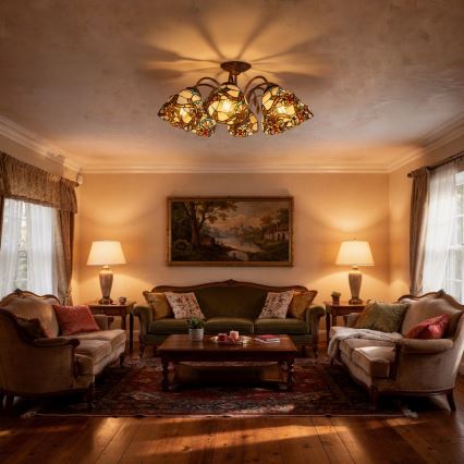 Brilagi - Tiffany vitrāžas griestu lampa MIRABELLA 8xE27/60W/230V Ø 68 cm