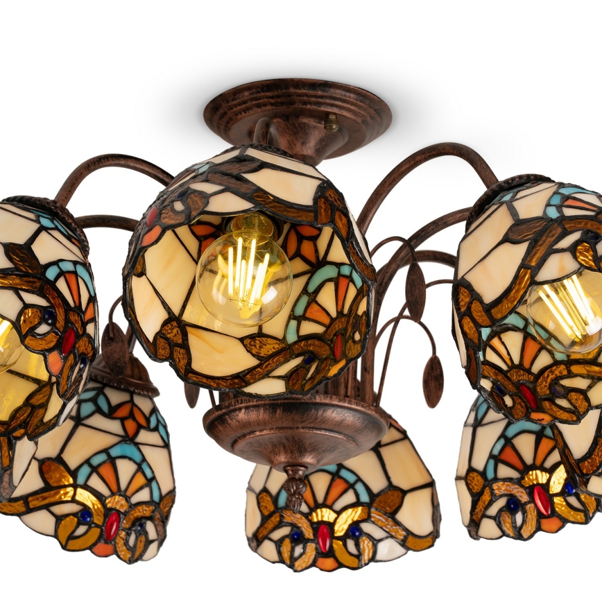 Brilagi - Tiffany vitrāžas griestu lampa MIRABELLA 8xE27/60W/230V Ø 68 cm