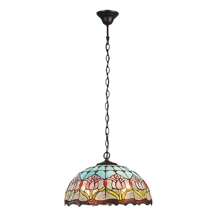 Brilagi - Tiffany vitrāžas lustra ar ķēdi LORAS 2xE27/60W/230V