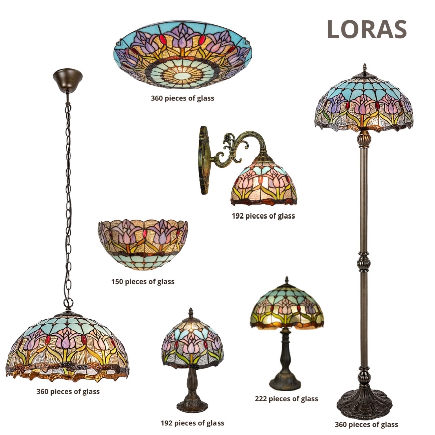 Brilagi - Tiffany vitrāžas lustra ar ķēdi LORAS 2xE27/60W/230V