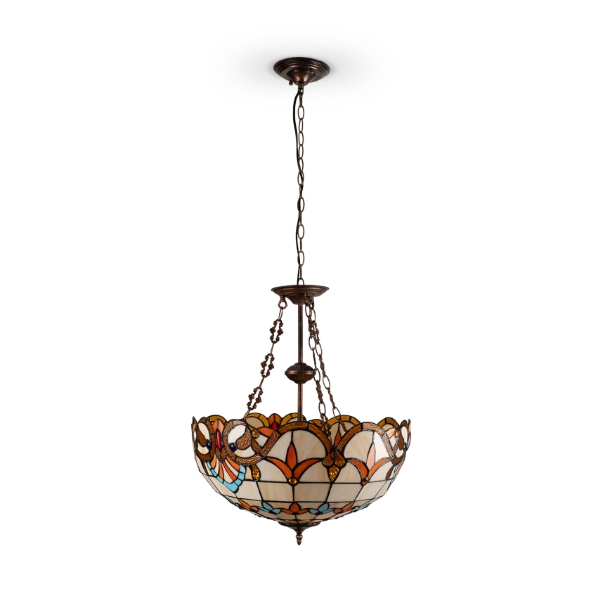 Brilagi - Tiffany vitrāžas lustra ar ķēdi MIRABELLA 3xE27/60W/230V Ø 50 cm