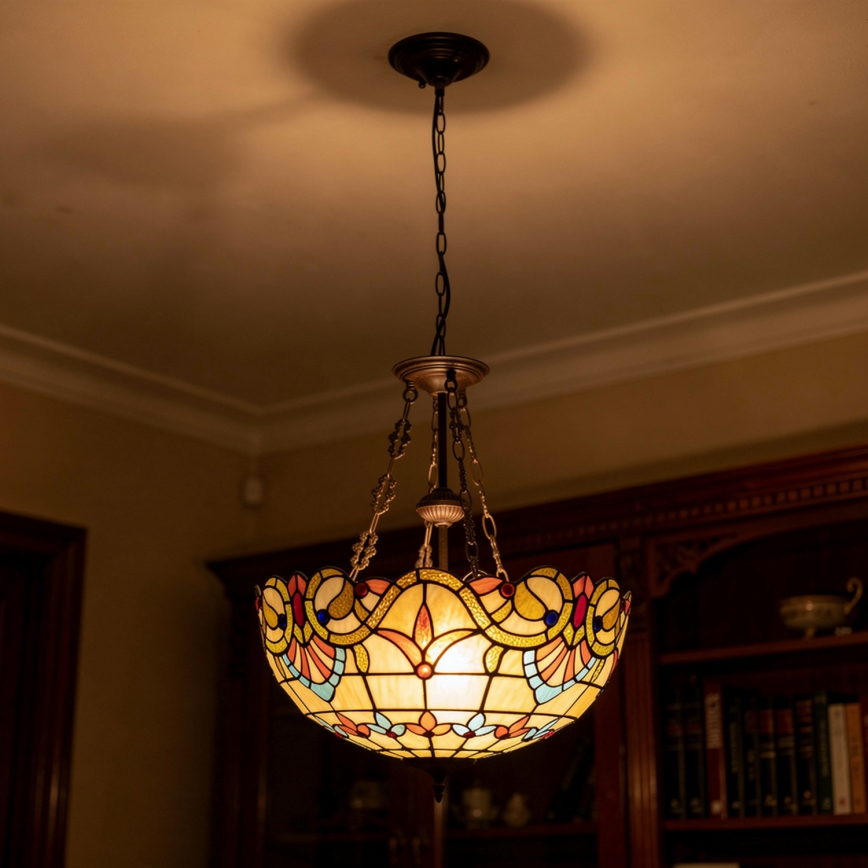 Brilagi - Tiffany vitrāžas lustra ar ķēdi MIRABELLA 3xE27/60W/230V Ø 50 cm