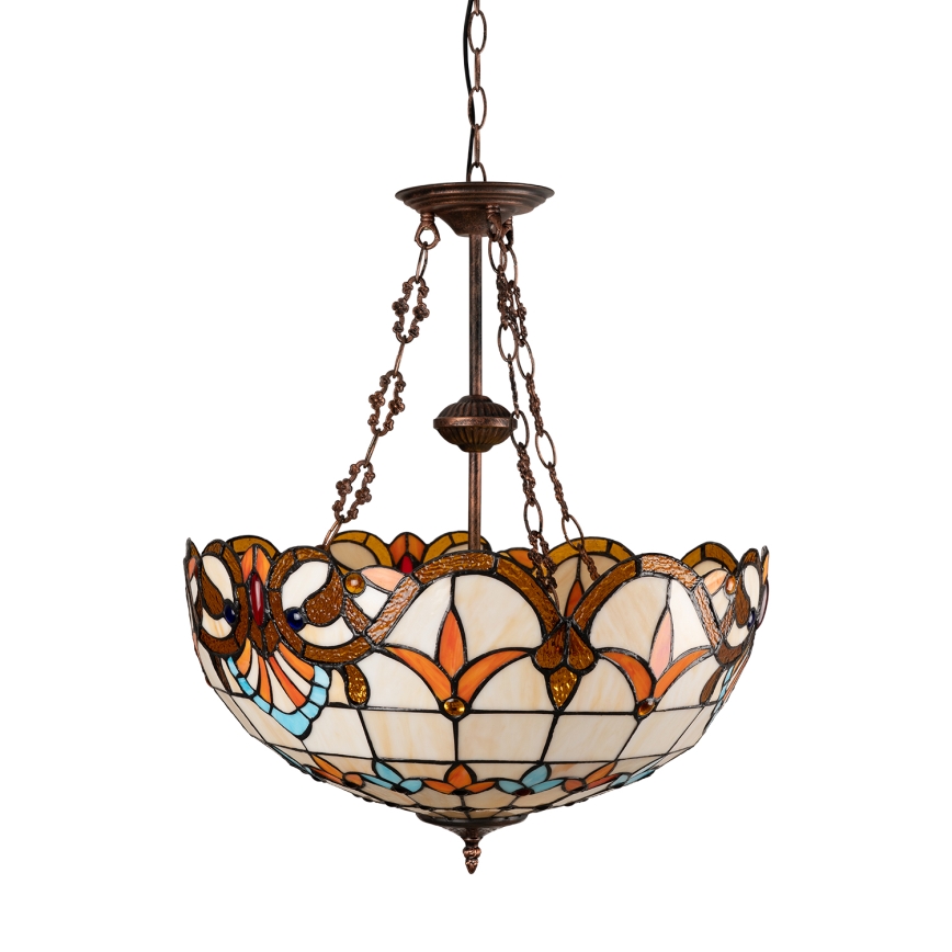 Brilagi - Tiffany vitrāžas lustra ar ķēdi MIRABELLA 3xE27/60W/230V Ø 50 cm