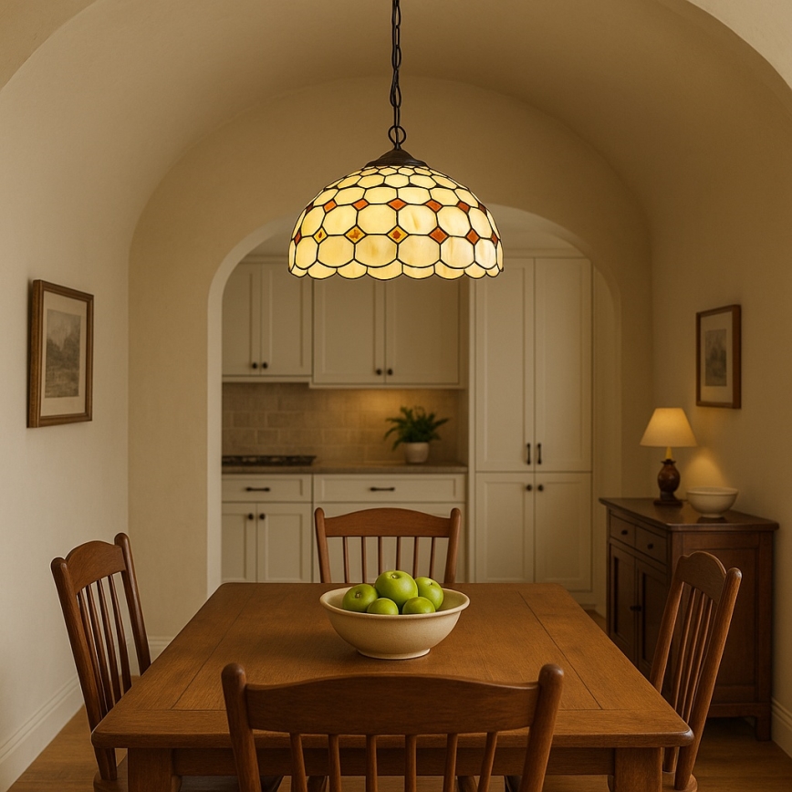 Brilagi - Tiffany vitrāžas lustra uz ķēdes DORAN 2xE27/60W/230V