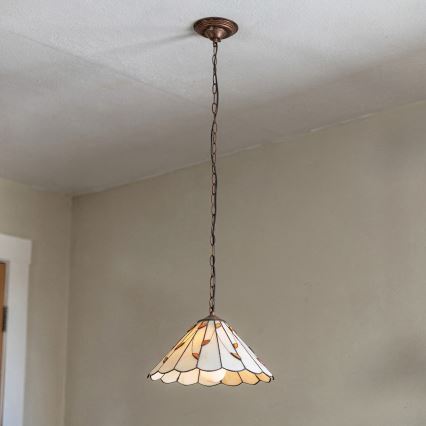 Brilagi - Tiffany vitrāžas lustra uz ķēdes FOLIA 1xE27/60W/230V Ø 40 cm