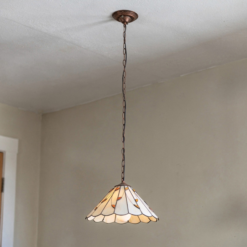Brilagi - Tiffany vitrāžas lustra uz ķēdes FOLIA 1xE27/60W/230V Ø 40 cm