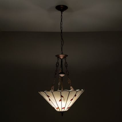 BRILAGI - Tiffany vitrāžas lustra uz ķēdes FOLIA 3xE27/60W/230V Ø 50 cm
