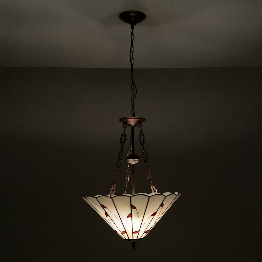 BRILAGI - Tiffany vitrāžas lustra uz ķēdes FOLIA 3xE27/60W/230V Ø 50 cm