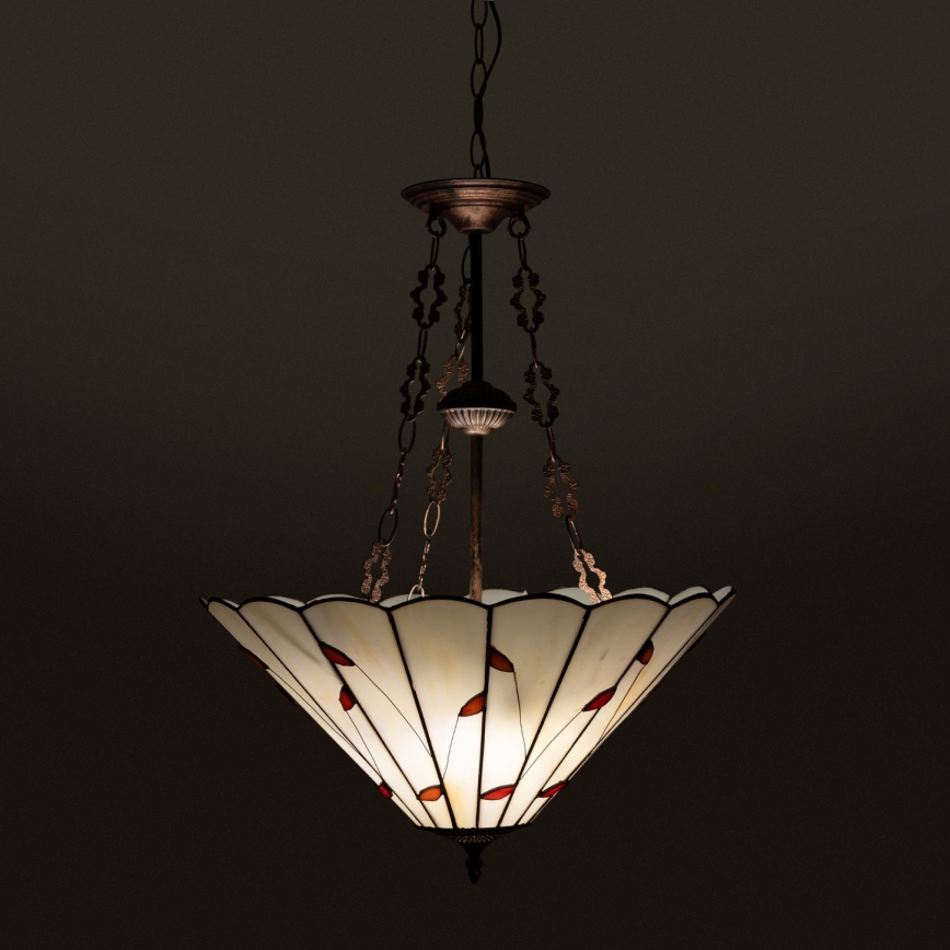 BRILAGI - Tiffany vitrāžas lustra uz ķēdes FOLIA 3xE27/60W/230V Ø 50 cm