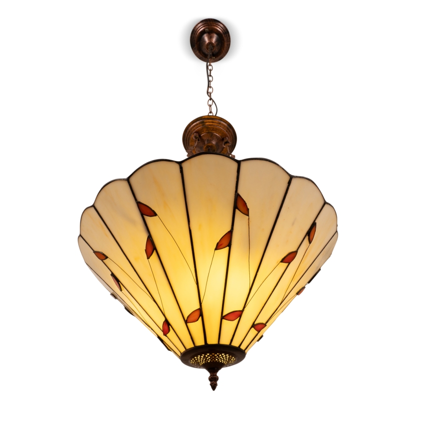 BRILAGI - Tiffany vitrāžas lustra uz ķēdes FOLIA 3xE27/60W/230V Ø 50 cm