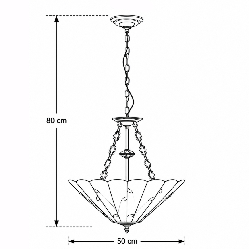 BRILAGI - Tiffany vitrāžas lustra uz ķēdes FOLIA 3xE27/60W/230V Ø 50 cm