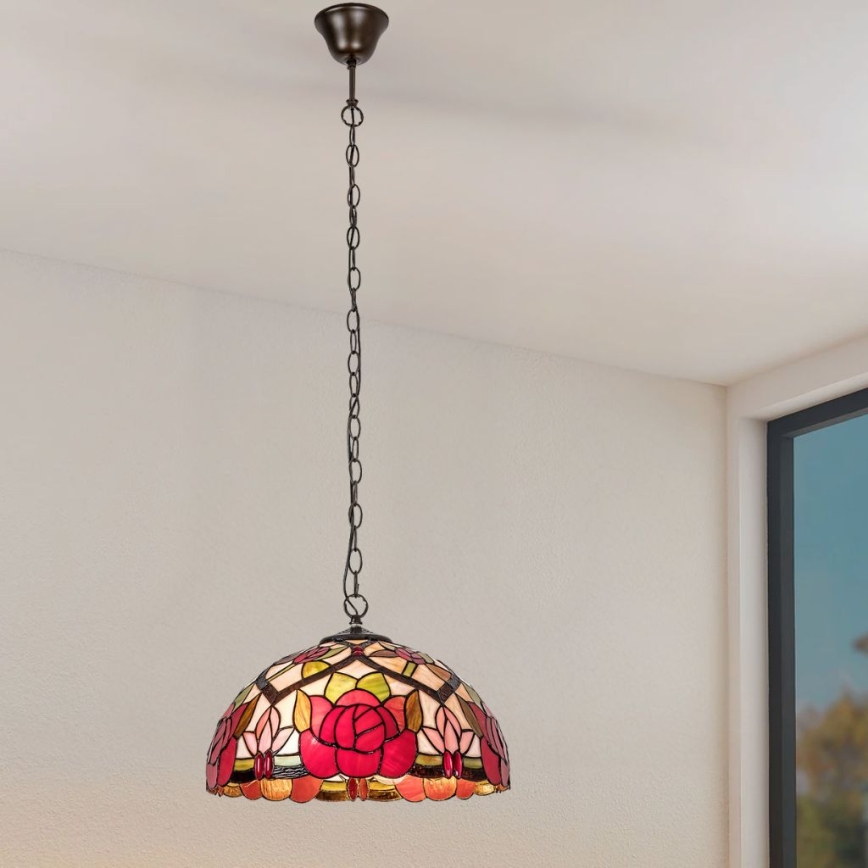 Brilagi - Tiffany vitrāžas lustra uz ķēdes GARLAN 2xE27/60W/230V
