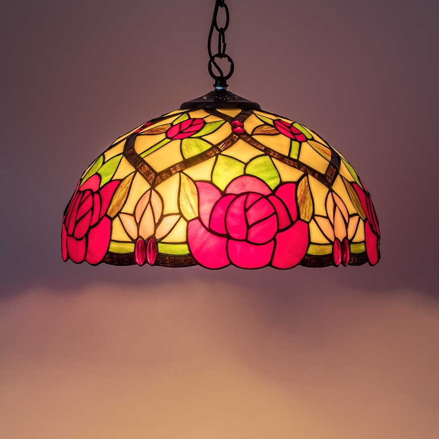 Brilagi - Tiffany vitrāžas lustra uz ķēdes GARLAN 2xE27/60W/230V