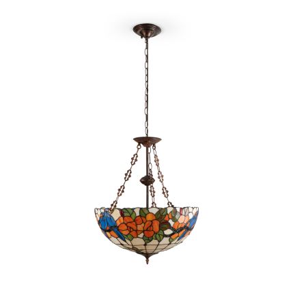 Brilagi - Tiffany vitrāžas lustra uz ķēdes JUNGLE 3xE27/60W/230V diam. 50 cm
