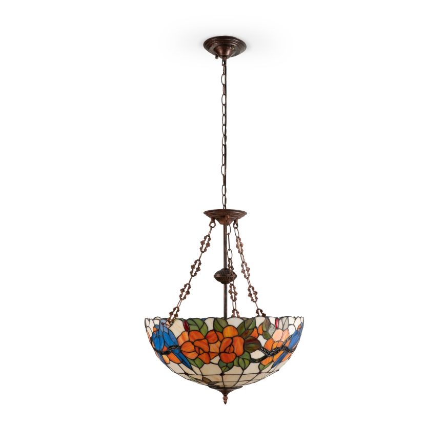 Brilagi - Tiffany vitrāžas lustra uz ķēdes JUNGLE 3xE27/60W/230V diam. 50 cm