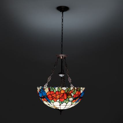 Brilagi - Tiffany vitrāžas lustra uz ķēdes JUNGLE 3xE27/60W/230V diam. 50 cm