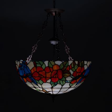Brilagi - Tiffany vitrāžas lustra uz ķēdes JUNGLE 3xE27/60W/230V diam. 50 cm