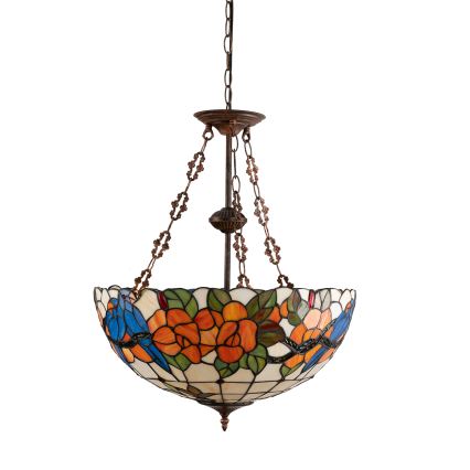 Brilagi - Tiffany vitrāžas lustra uz ķēdes JUNGLE 3xE27/60W/230V diam. 50 cm