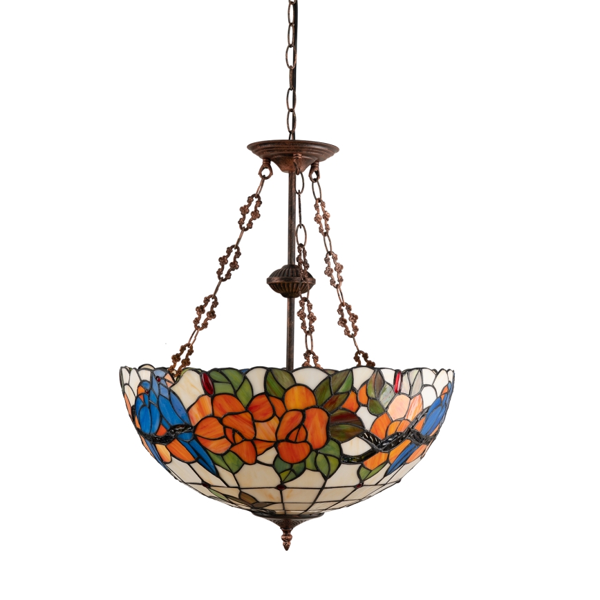 Brilagi - Tiffany vitrāžas lustra uz ķēdes JUNGLE 3xE27/60W/230V diam. 50 cm