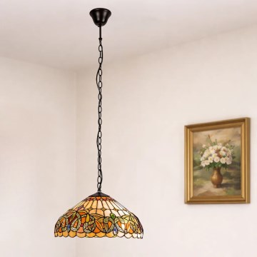 Brilagi - Tiffany vitrāžas lustra uz ķēdes LUISA 2xE27/60W/230V