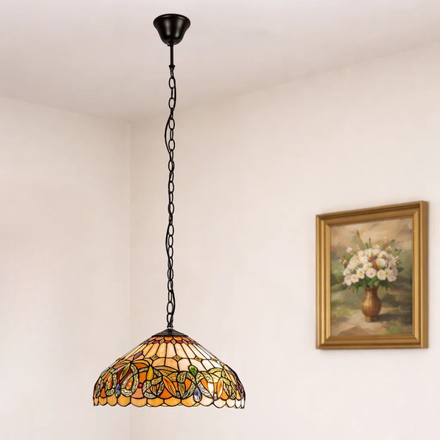 Brilagi - Tiffany vitrāžas lustra uz ķēdes LUISA 2xE27/60W/230V