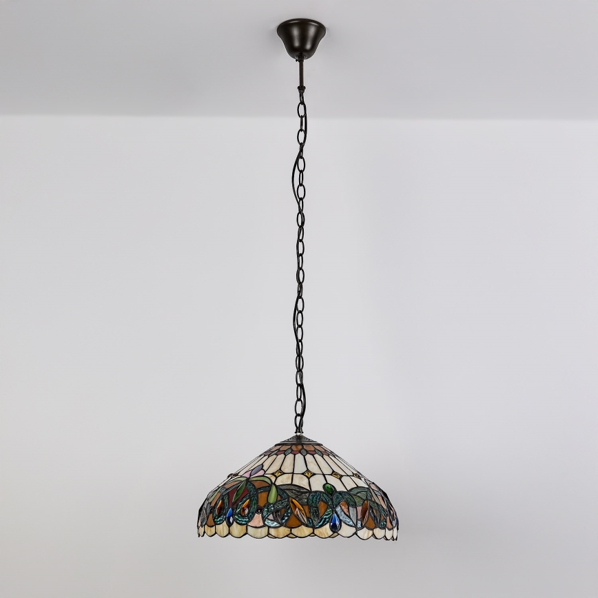 Brilagi - Tiffany vitrāžas lustra uz ķēdes LUISA 2xE27/60W/230V