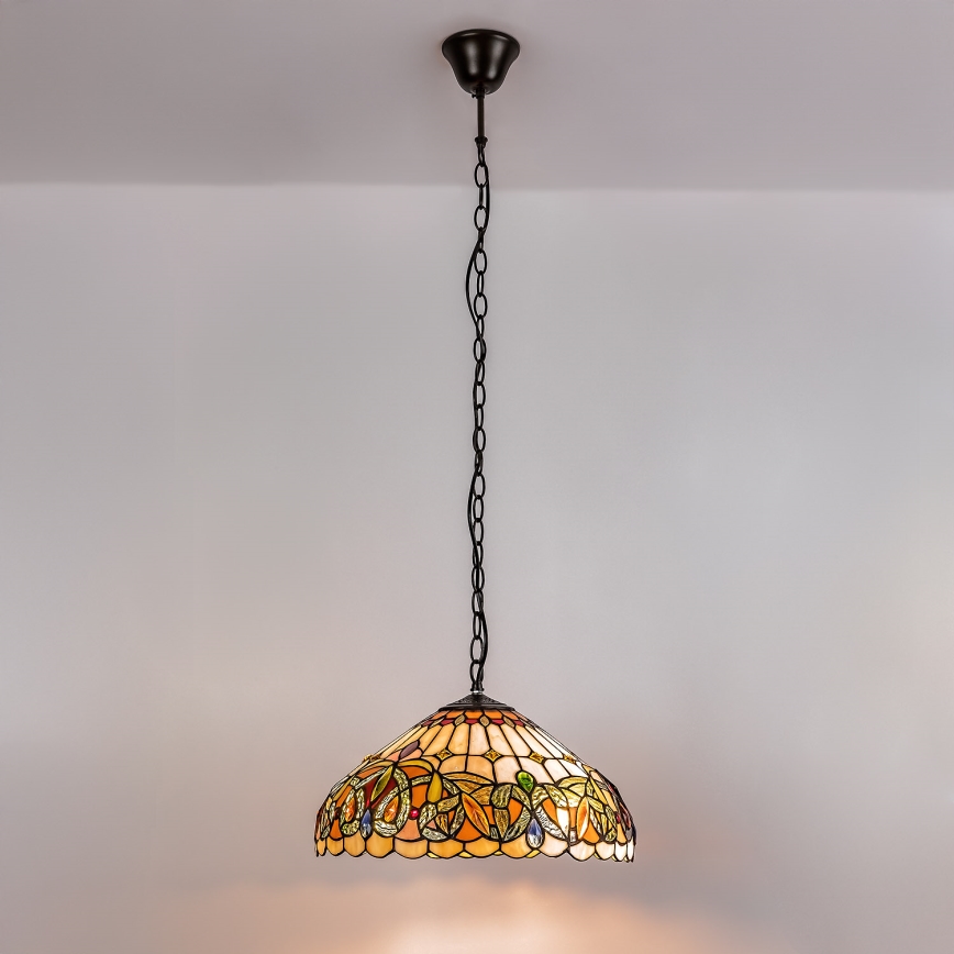 Brilagi - Tiffany vitrāžas lustra uz ķēdes LUISA 2xE27/60W/230V