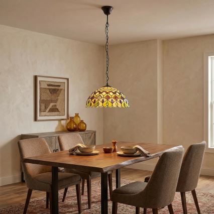Brilagi - Tiffany vitrāžas lustra uz ķēdes MARGARET 2xE27/60W/230V