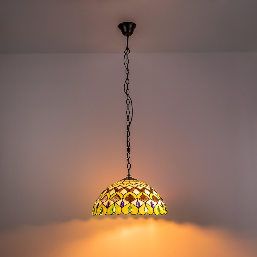 Brilagi - Tiffany vitrāžas lustra uz ķēdes MARGARET 2xE27/60W/230V
