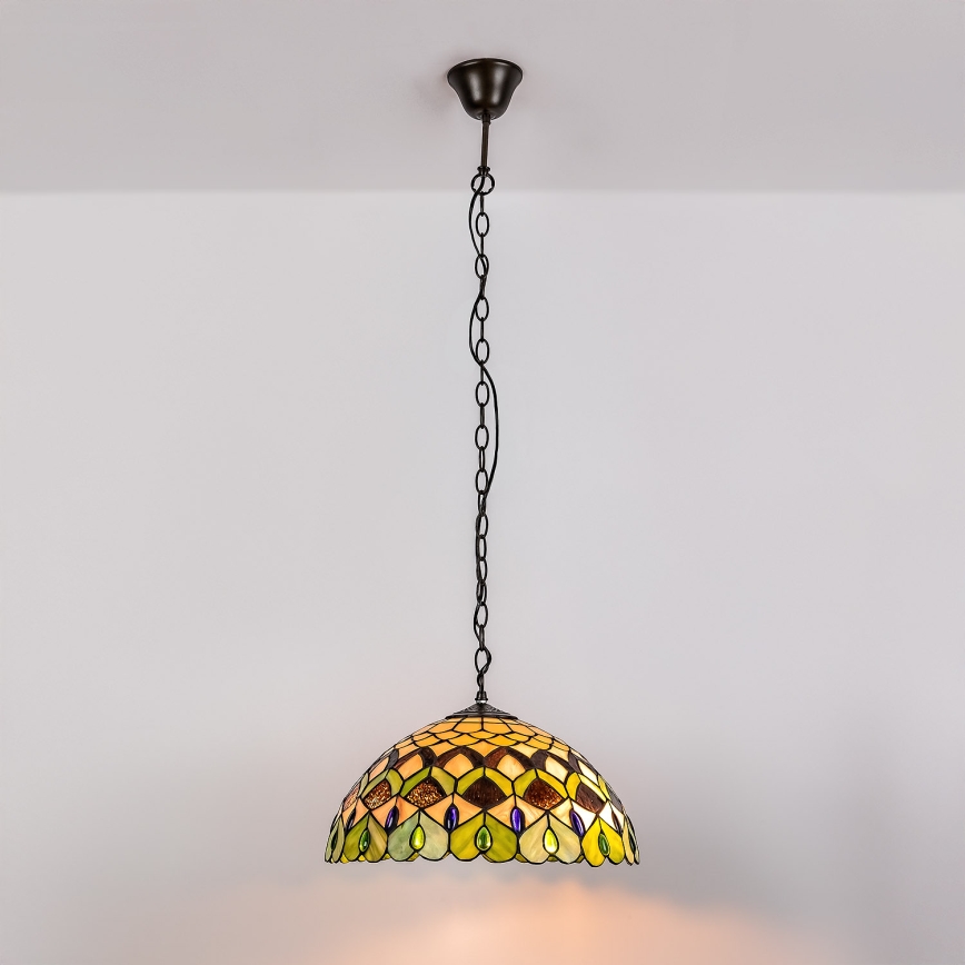 Brilagi - Tiffany vitrāžas lustra uz ķēdes MARGARET 2xE27/60W/230V
