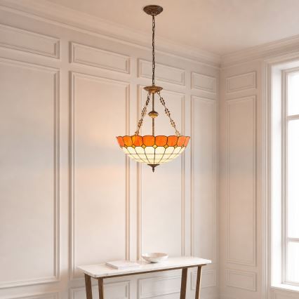 Brilagi - Tiffany vitrāžas lustra uz ķēdes SIENNA 3xE27/60W/230V Ø 50 cm