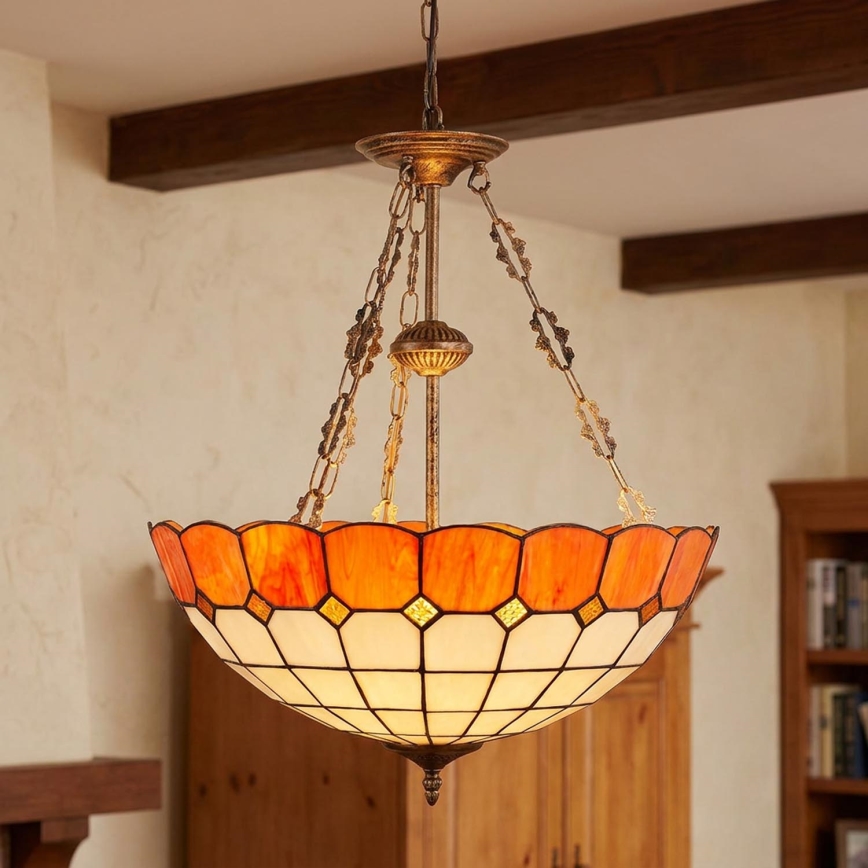 Brilagi - Tiffany vitrāžas lustra uz ķēdes SIENNA 3xE27/60W/230V Ø 50 cm