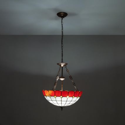 Brilagi - Tiffany vitrāžas lustra uz ķēdes SIENNA 3xE27/60W/230V Ø 50 cm