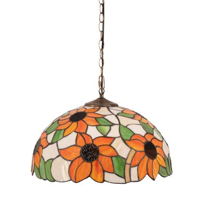 Brilagi - Tiffany vitrāžas lustra uz ķēdes SUNFLOWER 1xE27/60W/230V diametrs 40 cm