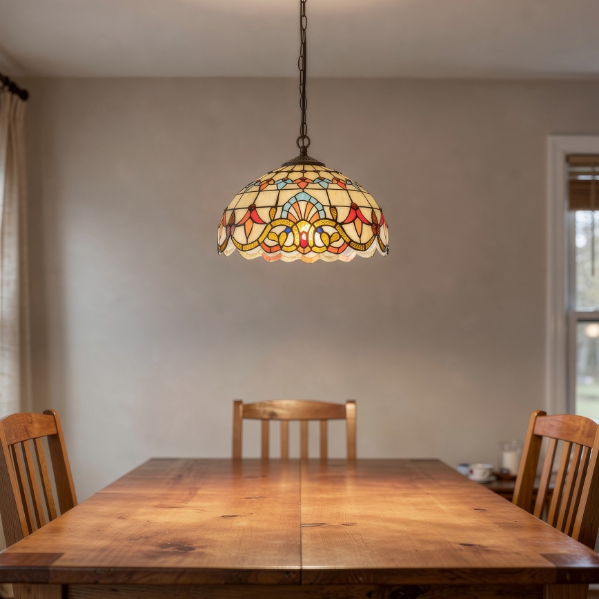 Brilagi - Tiffany vitrāžas lustrs uz ķēdes MIRABELLA 1xE27/60W/230V Ø 40 cm