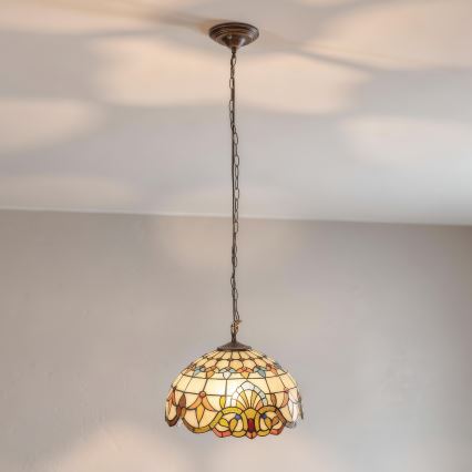 Brilagi - Tiffany vitrāžas lustrs uz ķēdes MIRABELLA 1xE27/60W/230V Ø 40 cm