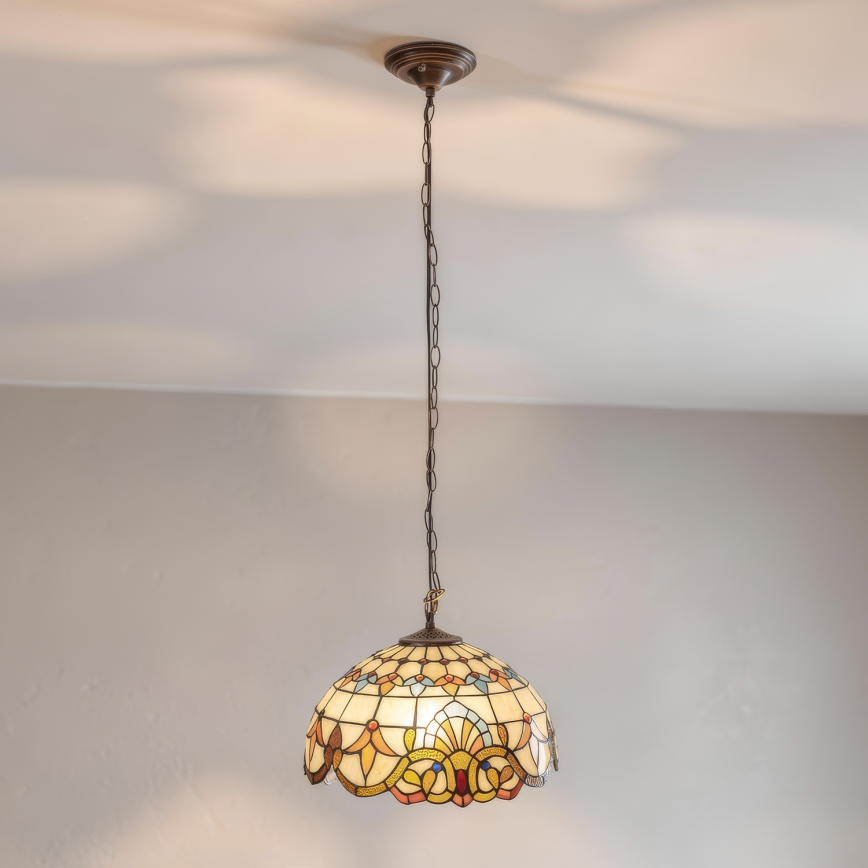Brilagi - Tiffany vitrāžas lustrs uz ķēdes MIRABELLA 1xE27/60W/230V Ø 40 cm
